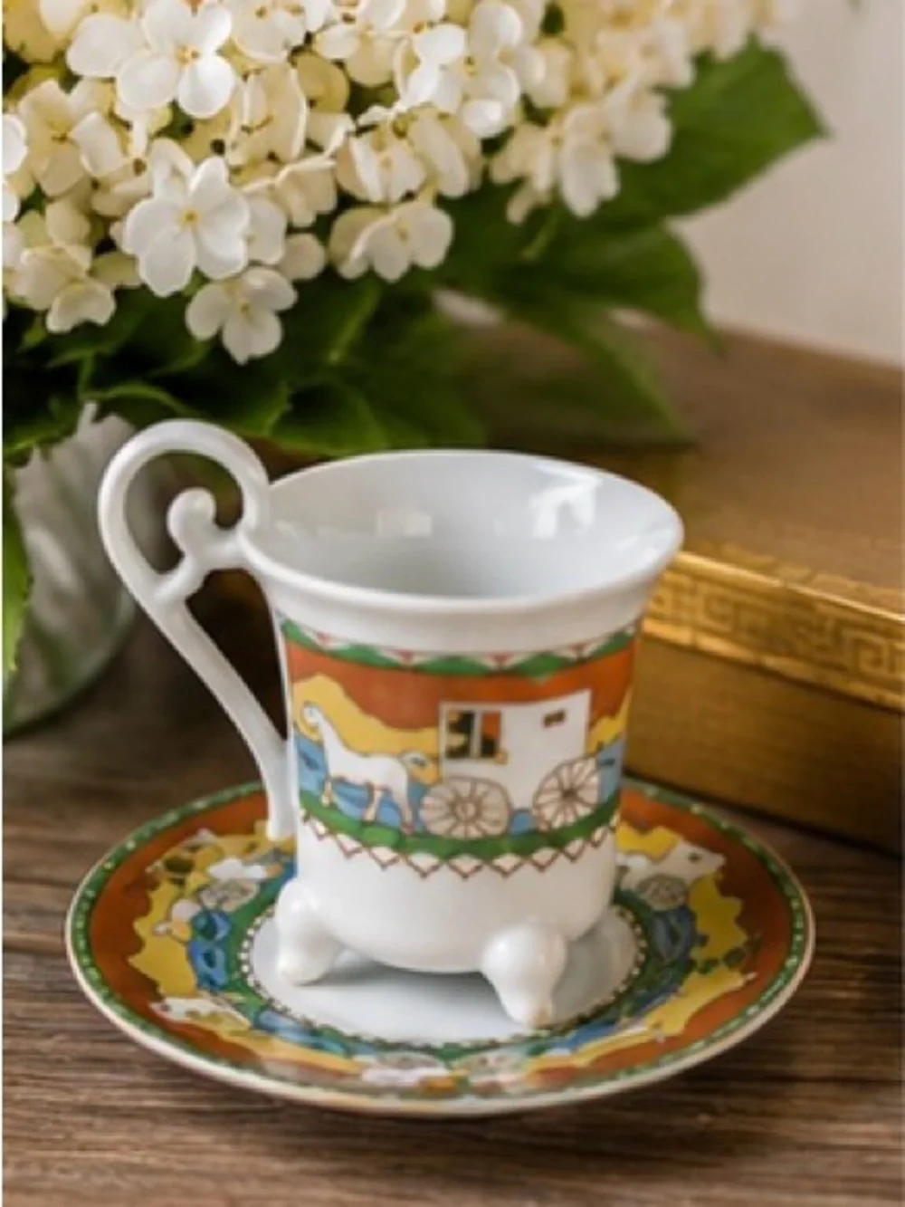 Vintage Horse Carriage Mini Tea Set Rare Southern Charm